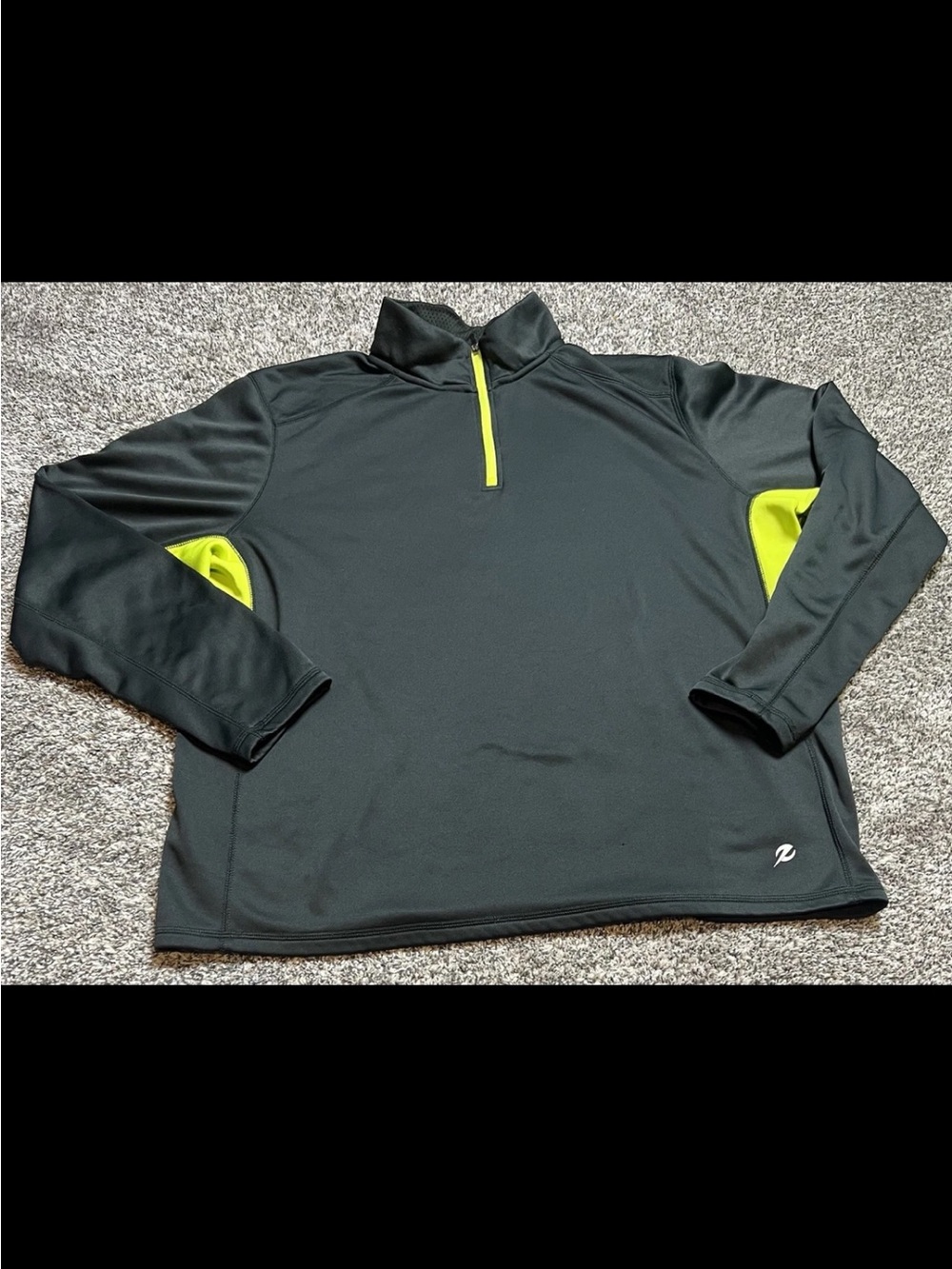 Energy Zone Men's Black Performance Quarter-Zip with Neon Yellow Accents